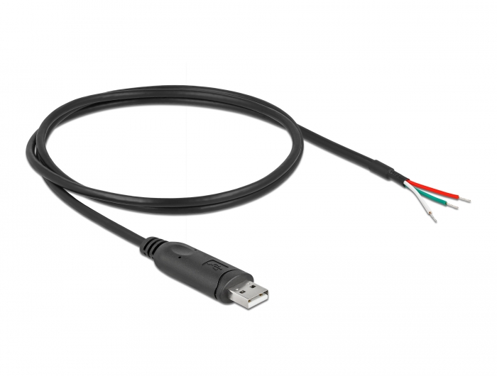 Adapterkabel USB 2.0 Typ-A zu seriell RS-232 mit 3 offenen Kabelenden 1 m, Delock® [62930]