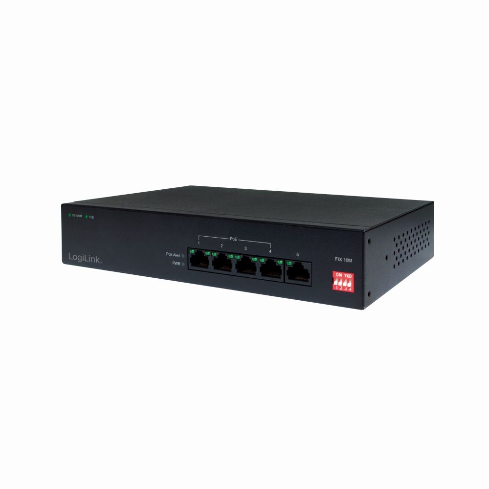Power over Ethernet (PoE) Switch, 10/100 MBit/s, 5-Port, LogiLink® [NS0098]