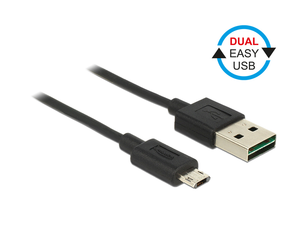 Kabel EASY USB 2.0, Stecker A an Micro Stecker B, schwarz, 1m, Delock® [83844]
