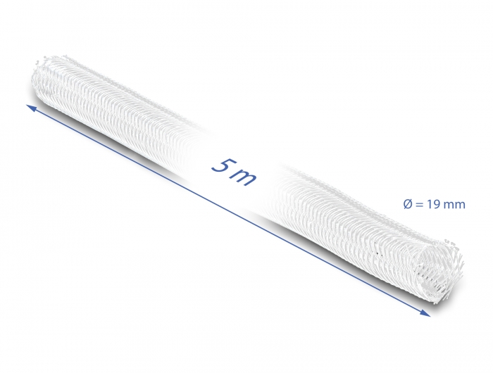 Geflechtschlauch selbstschließend 5 m x 19 mm weiß, Delock® [20810]