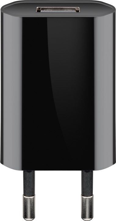 USB-Ladegerät, 1 Port, 1A, flache Bauform, schwarz