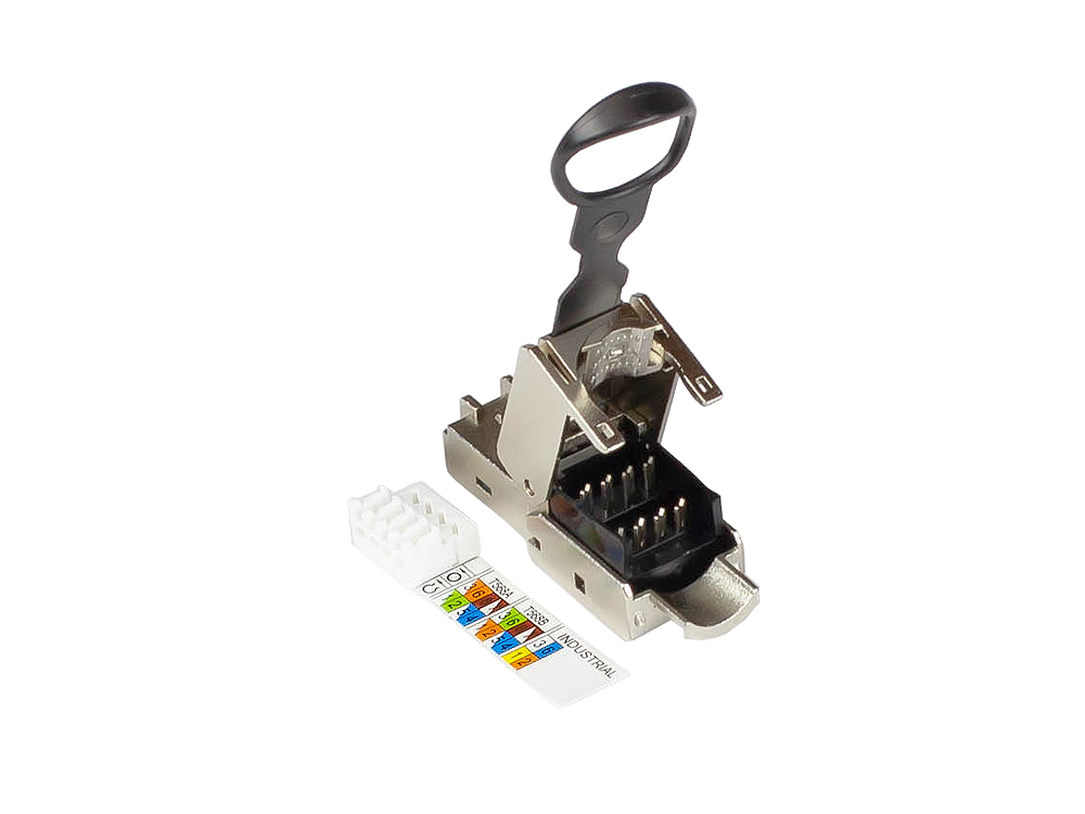 RJ45 Stecker Cat. 6A, werkzeuglos / feldkonfektionierbar, STP geschirmt, Metall, Easy Pull-Out, Good Connections®