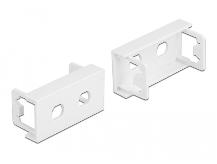 Easy 45 Modulblende Loch-Ausschnitt 2 x M8 mit Verdrehschutz, 45 x 22,5 mm 10 Stück weiß, Delock® [81366]