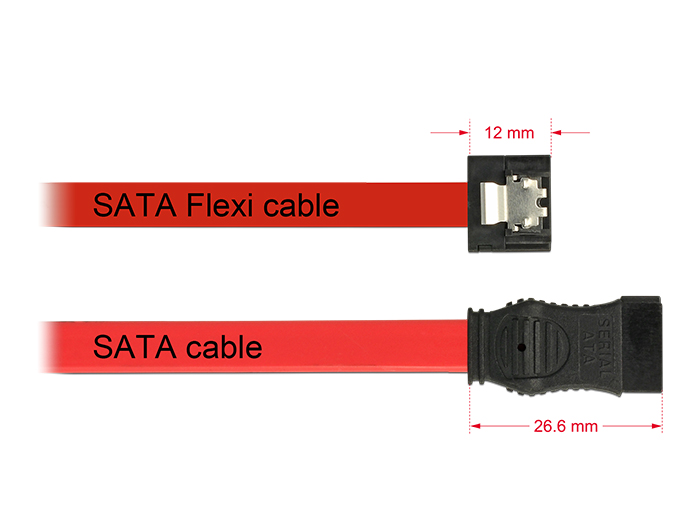 Kabel SATA FLEXI 6 Gb/s 100 cm rot Metall, Delock® [83837]
