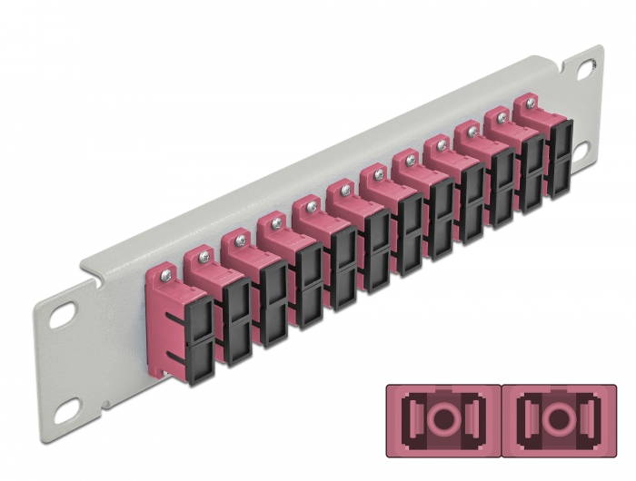 10" LWL Patchpanel 12 Port SC Duplex violett 1 HE grau, Delock® [66795]