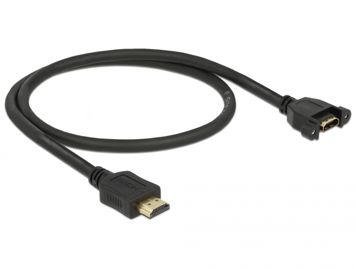Kabel HDMI-A Stecker an HDMI-A Buchse zum Einbau, 4K 30 Hz, schwarz, 0,5 m, Delock® [85463]