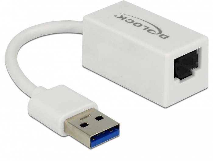 Adapter SuperSpeed USB (USB 3.1 Gen 1) mit USB Typ-A Stecker > Gigabit LAN 10/100/1000 Mbps kompakt weiß, Delock® [65905]