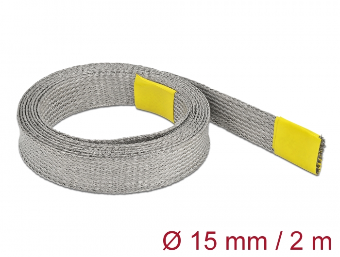 Geflechtschlauch zur EMV Abschirmung dehnbar 2 m x 15 mm, Delock® [20789]