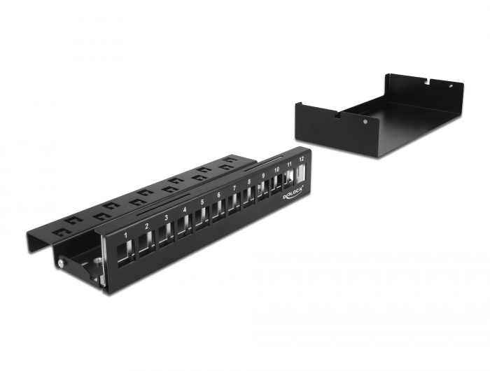 Keystone Patchpanel 12 Port schwarz, Delock® [43415]