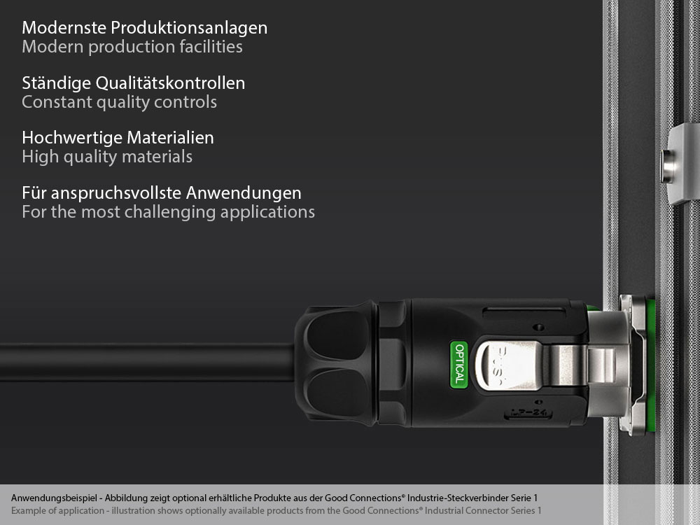 Industrie-Steckverbinder S1 - LWL Kabel, Stecker LC mit Klick-Arretierung an Stecker LC, 1 Gpbs, M24, IP65/67, 3m, Good Connections®