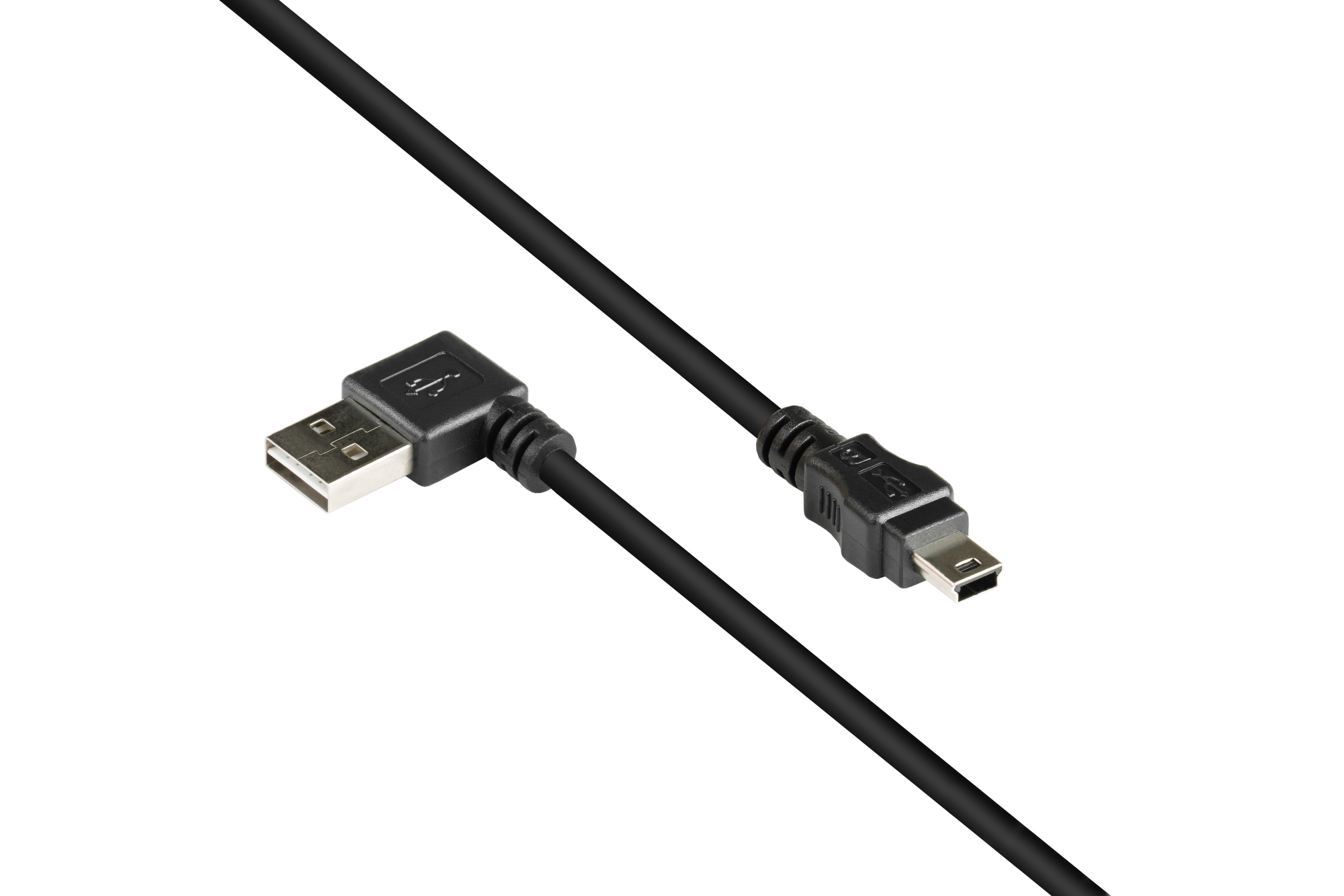 Anschlusskabel USB 2.0 EASY Stecker A an Mini B Stecker, gewinkelt, schwarz, 0,5m, Good Connections®