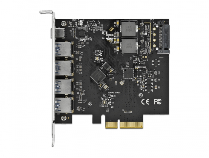 PCI Express x4 Karte zu 1 x USB Type-C™ + 4 x USB Typ-A - SuperSpeed USB 10 Gbps, Delock® [89026]