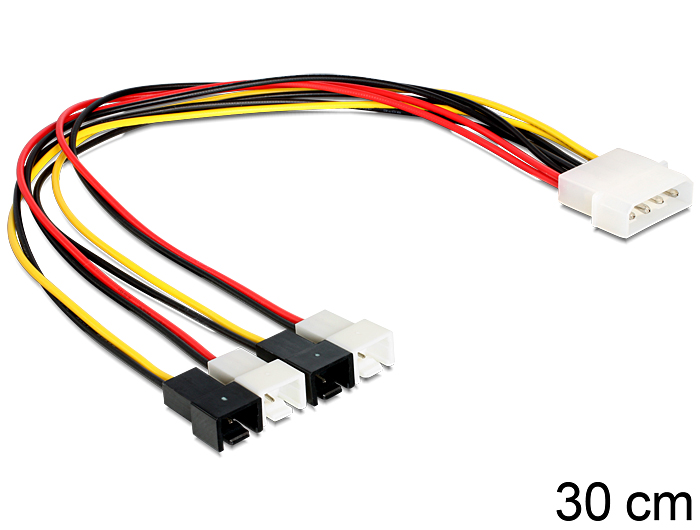 Stromkabel 4 Pin Molex Stecker an 4 x 2 Pin Lüfter Stecker, Delock® [83343]