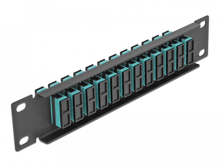 10" LWL Patchpanel 12 Port SC Duplex aqua 1 HE schwarz, Delock® [66774]