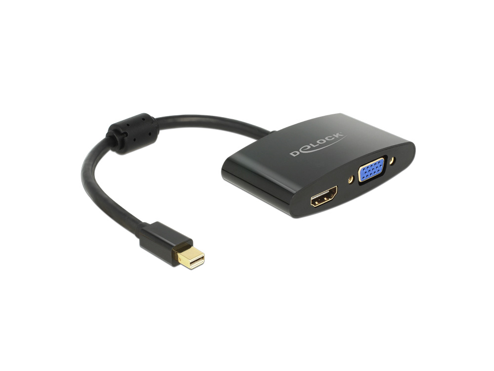 Adapter Displayport mini Stecker an HDMI / VGA Buchse, schwarz, Delock® [65553]