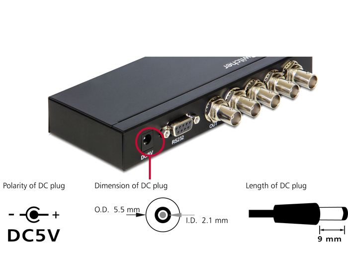 3G-SDI Switch 4 in an 1 out, Delock® [93251]