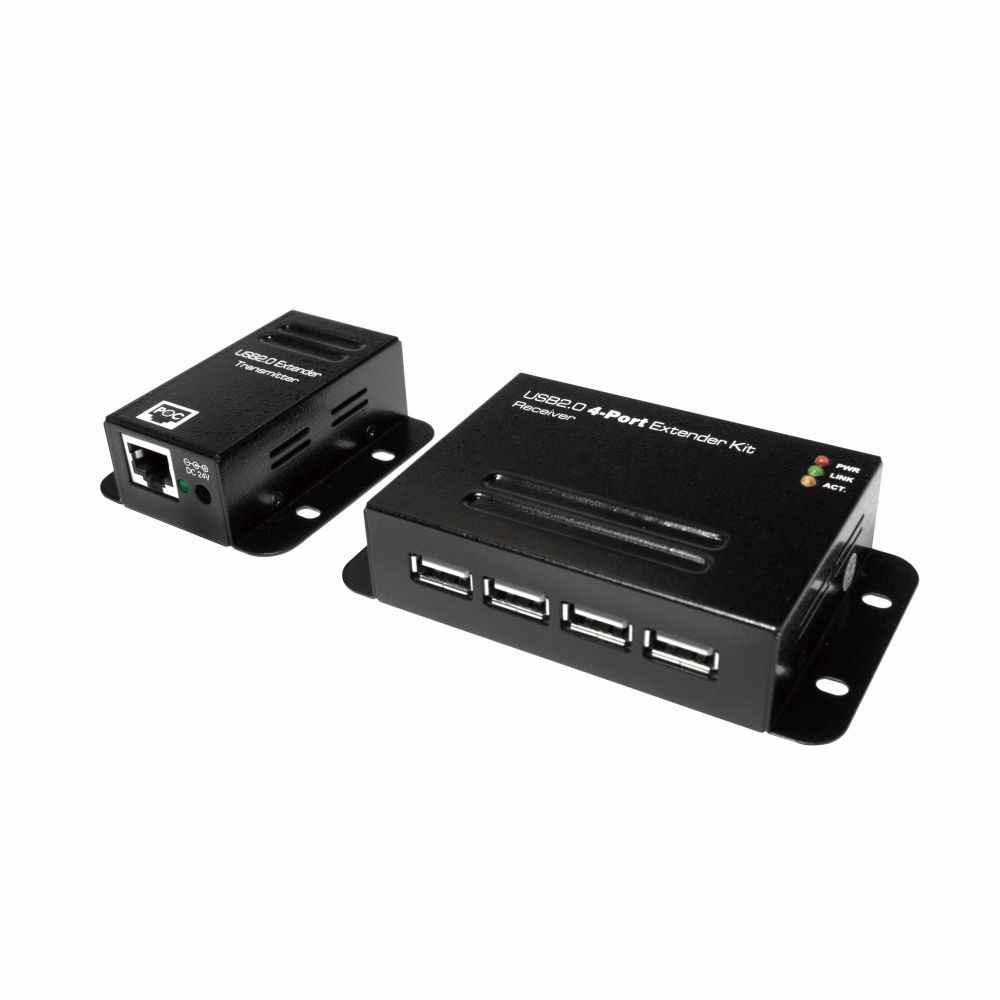 USB 2.0 Cat.5 Extender bis zu 50m mit 4 Port Hub, PoE, LogiLink® [UA0252]