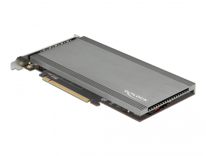 PCI Express x16 Karte zu 4 x intern NVMe M.2 Key M mit Kühlkörper und Lüfter - Bifurcation, Delock® [90050]