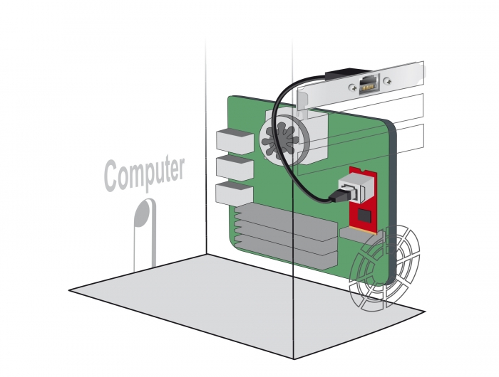 Netzwerk Verlängerungskabel, RJ45, Cat.5e, 0,3m, mit Standard und Low Profile Slotblende, Delock® [85803]
