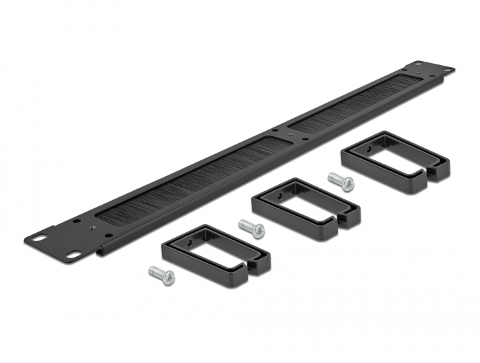 19" Kabelmanagement Bürstenleiste mit 3 Bügeln 1 HE schwarz, Delock® [66488]