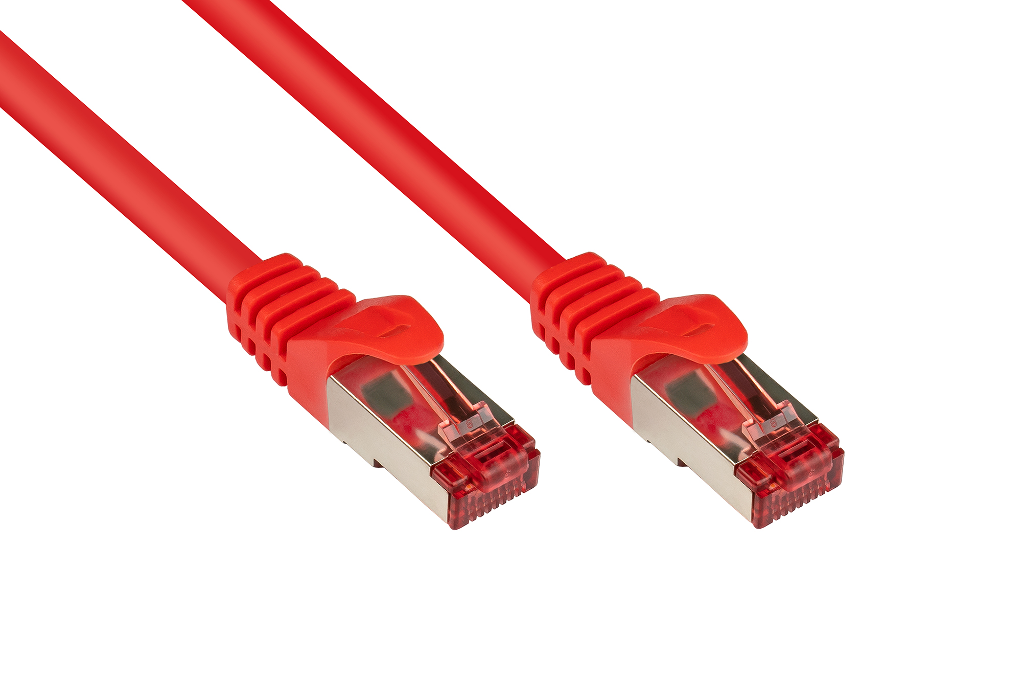 RNS® Patchkabel mit Rastnasenschutz, Cat. 6, S/FTP, PiMF, PVC, 250MHz, rot, 10m, Good Connections®