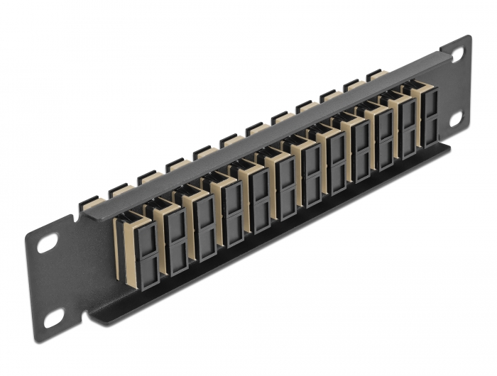 10" LWL Patchpanel 12 Port SC Duplex beige 1 HE schwarz, Delock® [66773]