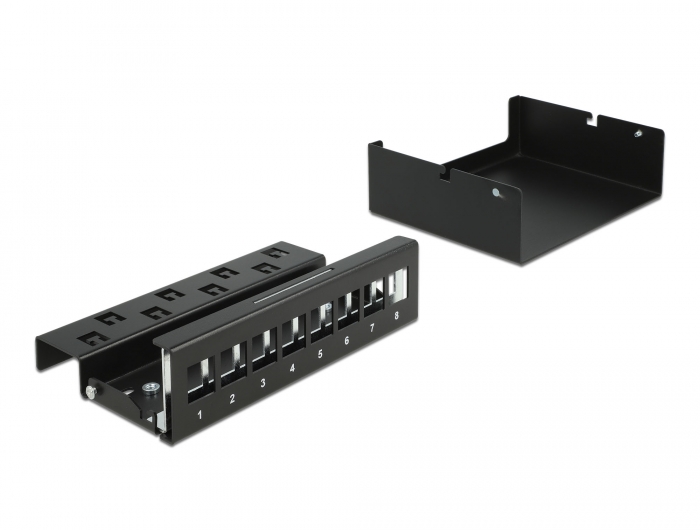 Keystone Patchpanel 8 Port schwarz, Delock® [43413]