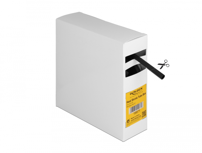 Schrumpfschlauch Box, mit Innenkleber, Schrumpfungsrate 3:1, 5 m x 6,4 mm schwarz, Delock® [19971]