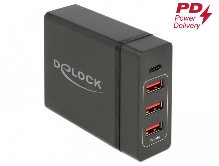 USB Ladegerät 1x USB Type-C™ PD + 3x USB Typ-A, 60W, Delock® [63974]