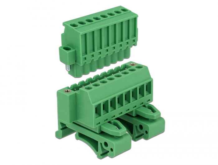Terminalblock Set für Hutschienen 8 Pin mit Schraubverriegelung, Delock® [65940]