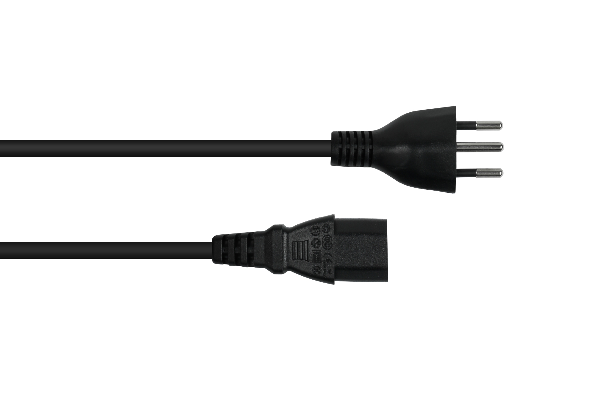 kabelmeister® Netzkabel Schweiz Netz-Stecker Typ J (SEV 1011) an Kaltgeräte-Buchse C13, schwarz, 0,75mm², 1,8m