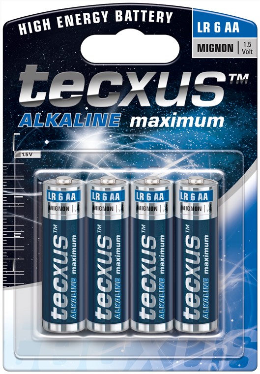 Tecxus® Batterie (High Energy) Alkali Mignon LR 6 (AA) 1,5V, 4er Pack in Blister