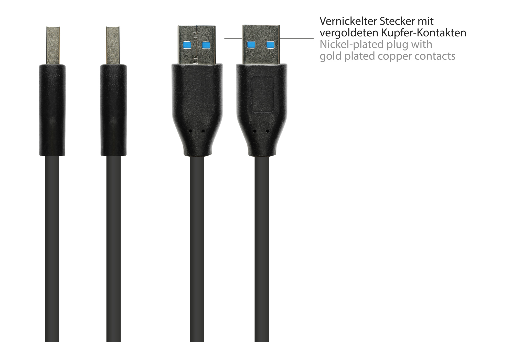 Anschlusskabel USB 3.2 Gen.2 (10GBit/s / 3A), Stecker A an Stecker A, CU, schwarz, 1m, Good Connections®