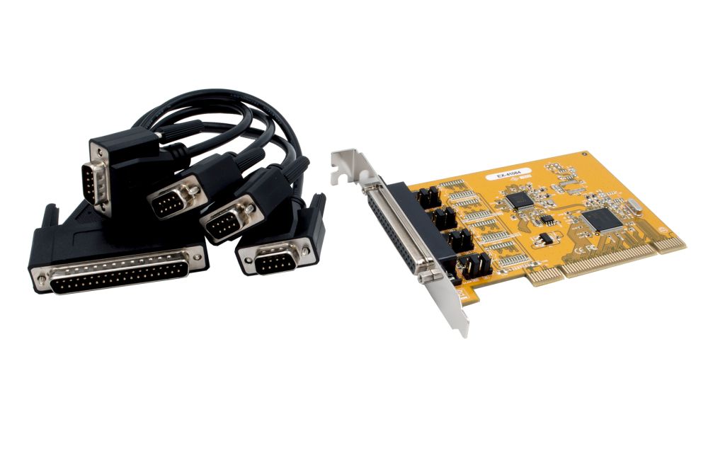 4S Seriell RS-232 PCI Karte mit Octopus Kabel, untersützt 921.6KBaud (FTDI Chip-Set), Exsys® [EX-41084]