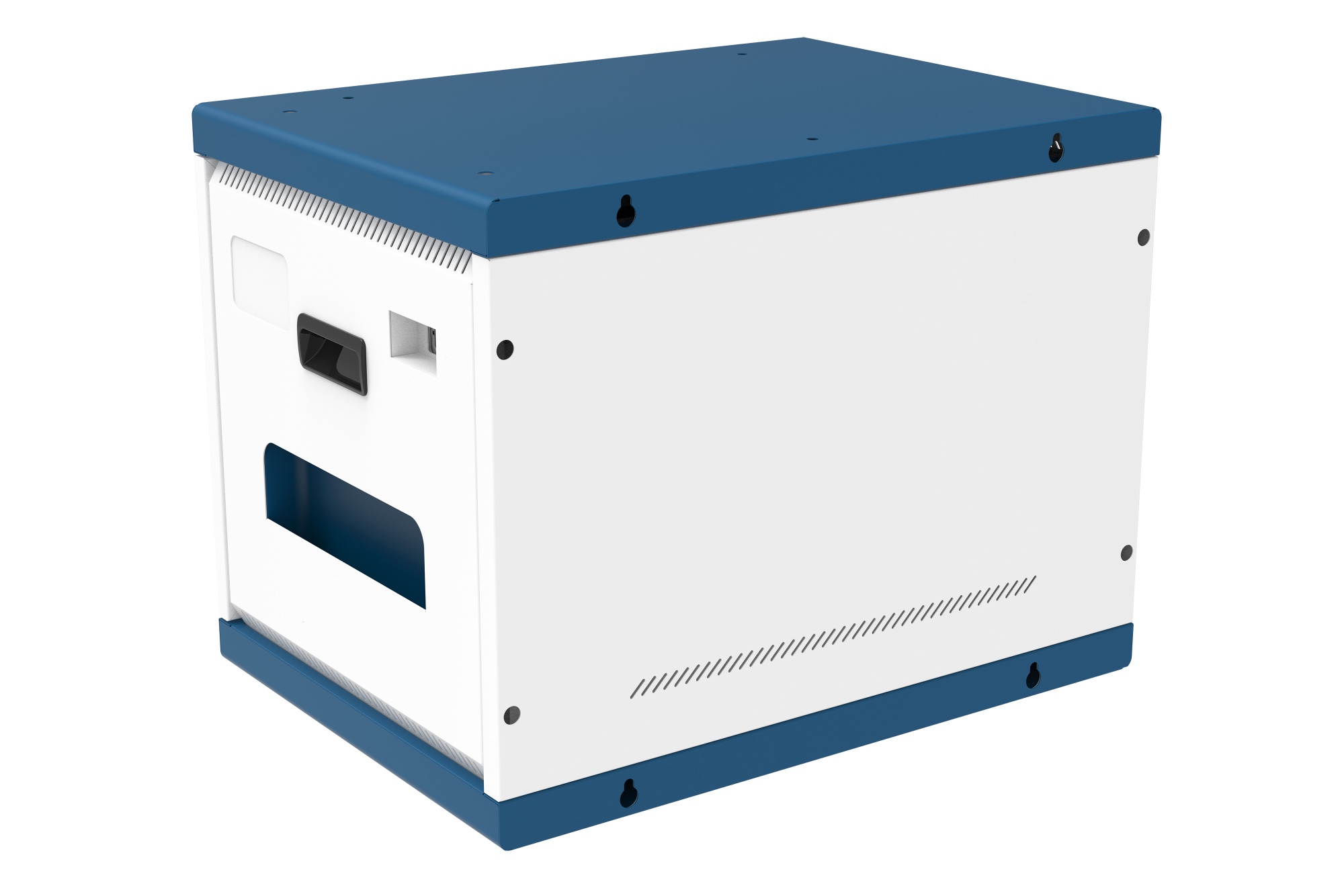 Good Connections® GEMMA N16 Notebook-Ladeschrank/-wagen für 16 Geräte, Schutzkontaktbuchsen, weiß/blau