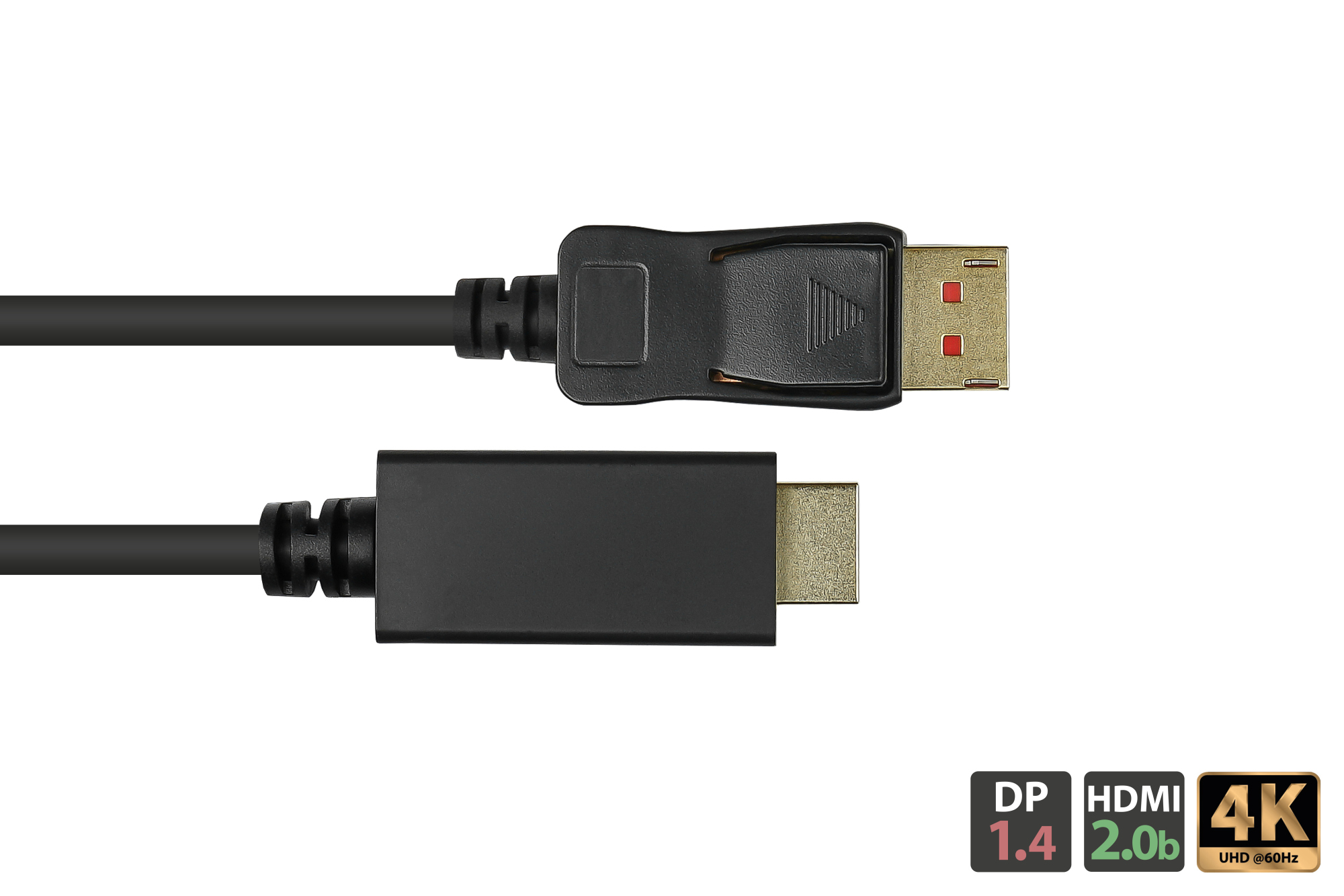 Anschlusskabel DisplayPort 1.4 an HDMI 2.0, 4K @60Hz, vergoldete Kontakte, OFC, schwarz, 1m, Good Connections®