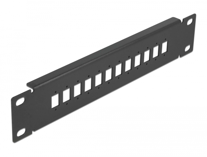 10" LWL Patchpanel 12 Port für SC Simplex / LC Duplex 1 HE schwarz, Delock® [66801]