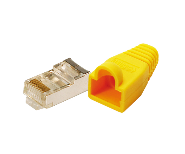 Modularstecker CAT5e mit Knickschutzhülle, gelb, 100 Stück, Logilink® [MP0015]