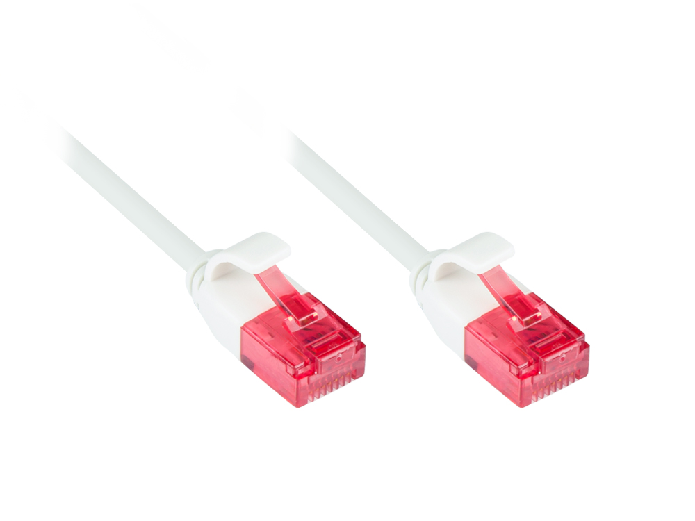 Patchkabel, Cat.6, U/UTP, SLIMLINE-KABEL, PVC, CU, 250MHz, weiß, 3m, Good Connections®