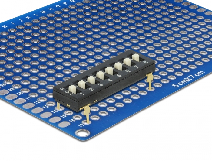 DIP-Schalter Tri-State 8-stellig 2,54 mm Rastermaß THT vertikal schwarz 2 Stück, Delock® [66306]