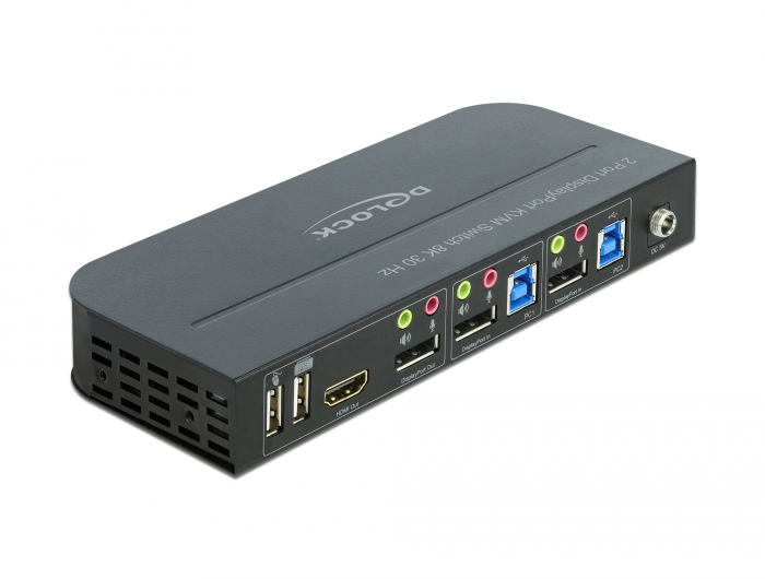 DisplayPort 1.4 KVM Switch 8K 30 Hz mit USB 3.0 und Audio, Delock® [11482]
