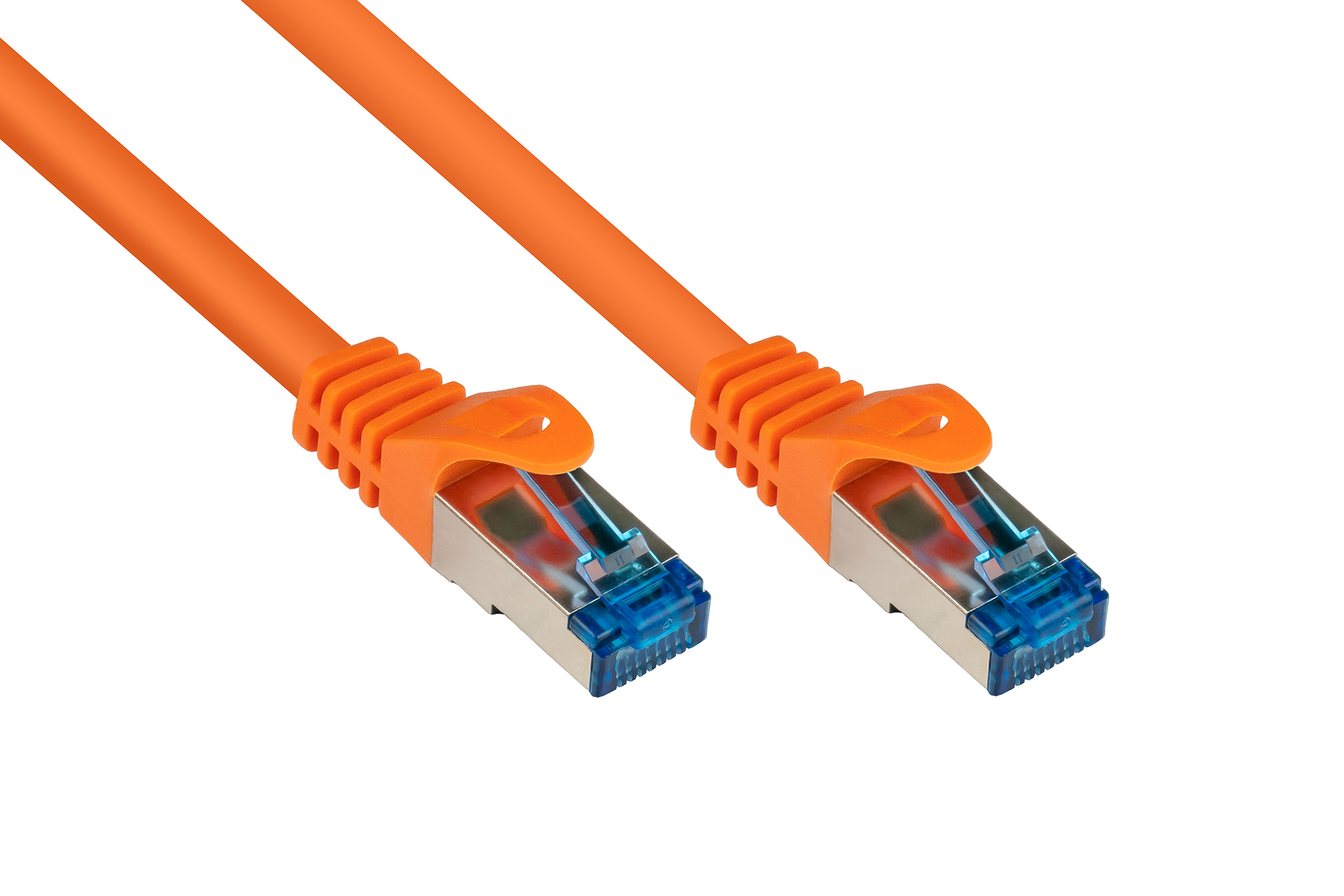 RNS® Patchkabel mit Rastnasenschutz, Cat. 6A, S/FTP, PIMF, halogenfrei, 500MHz, orange, 1m, Good Connections®