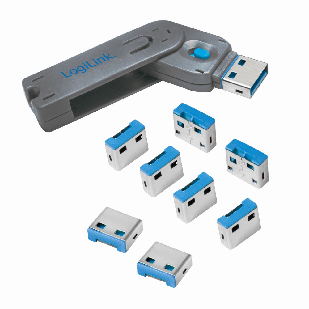 USB-Port Schloss (1x Schlüssel und 8x Schlösser) , LogiLink® [AU0045]
