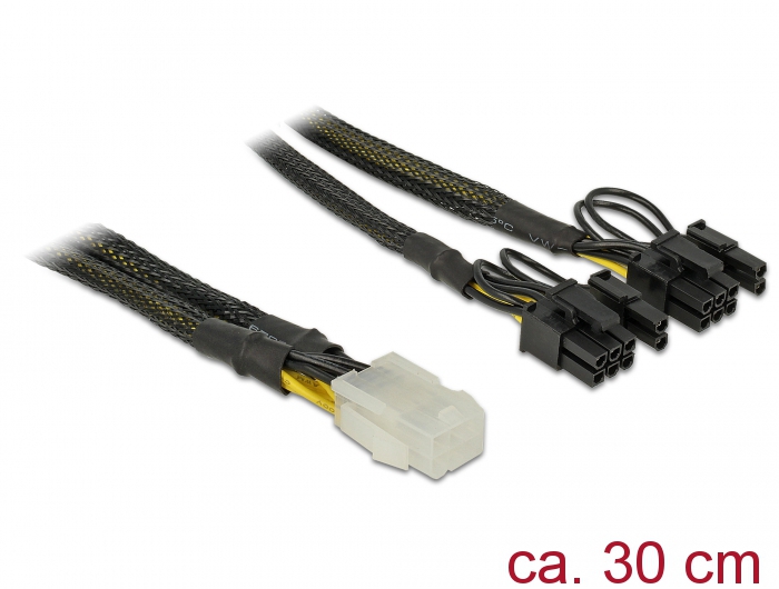 PCI Express Stromkabel 6 Pin Buchse > 2 x 8 Pin Stecker 30 cm, Delock® [85455]