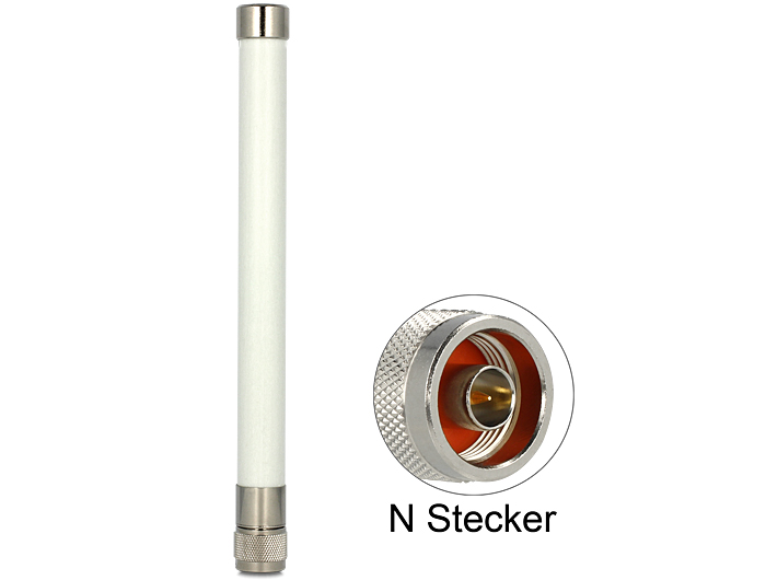 WLAN 802.11 ac/a/b/g/n Antenne N-Stecker 4,5 ~ 7 dBi 220 omnidirektional starr weiß outdoor, Delock® [88822]
