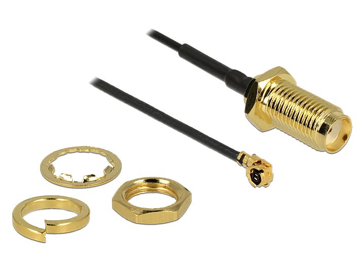 HF SMA Buchse zum Einbau an MHF/U.FL-LP-068 kompatibler Stecker 50mm 1.13, 0,07m, Delock® [89433]