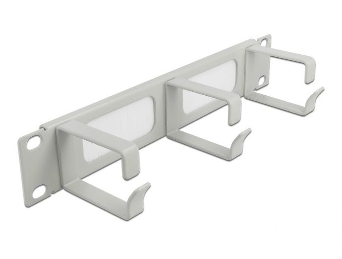 10" Kabelmanagement Bürstenleiste mit 3 Bügeln 1 HE grau, Delock® [66541]